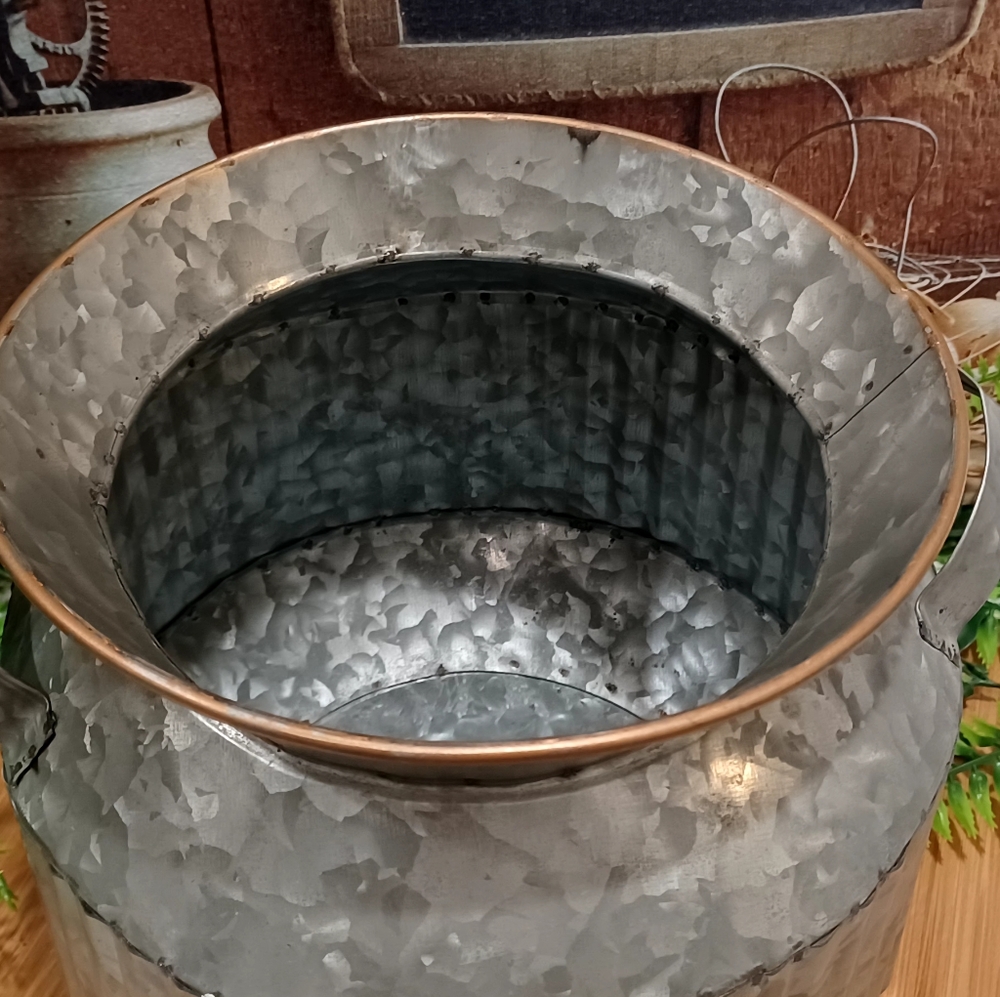 Galvanized Decorative Metal Planter - Picture 3 of 6